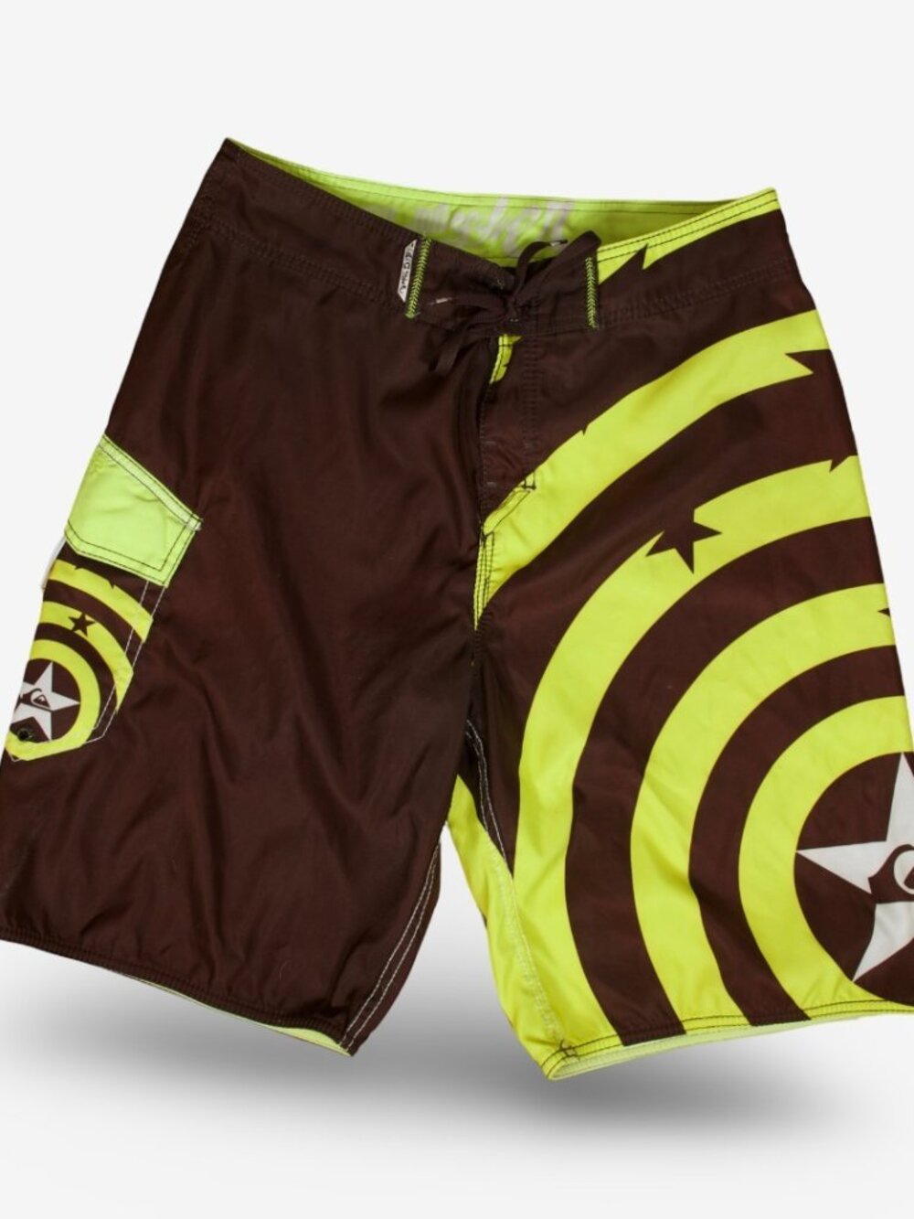 Y2K Quiksilver Brown Neon Green Board Shorts